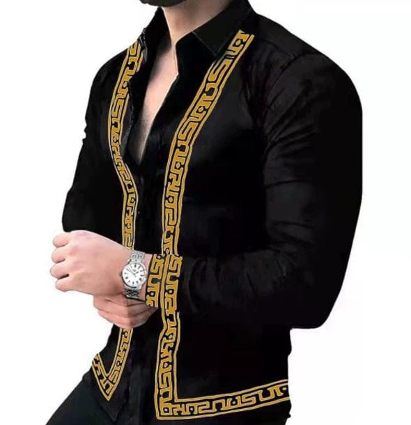 Casual Long Sleeve Floral Shirt for Men Casual Long Sleeve Printed Shirt Men - SHOWLU FASHION STORE
