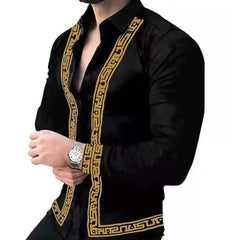 Casual Long Sleeve Floral Shirt for Men Casual Long Sleeve Printed Shirt Men - SHOWLU FASHION STORE