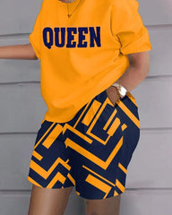 Casual Short Sleeve Tshirt Outfit Women 2023 Summer Gradient Print Pocket Short Sets Suit Female T Shirt Shorts Two Pieces Set - SHOWLU FASHION STORE