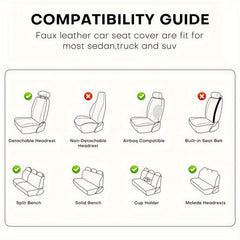 5 Car Seat Covers Faux Leather Seat Covers Full Set For Car Sedan SUV Truck Vans Front & Rear Seat Cushion Protector Wear-resistant, Breathable And Easy To Clean