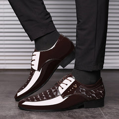 [Classic British Oxfords] Classic British Style Men's Oxfords - Solid Color Low Top Lace-Up with Pointed Toe, Faux Upper & Inner, Rubber Sole for Daily Wear, Wedding, Spring Season, Daily Wear Shoes SHOWLU FASHION STORE