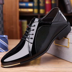 Men's Sleek Dress Shoes - Versatile for Weddings, Business & Casual Wear | Lace-Up, Non-Slip Rubber Sole | Fashionable Solid Color Design SHOWLU FASHION STORE