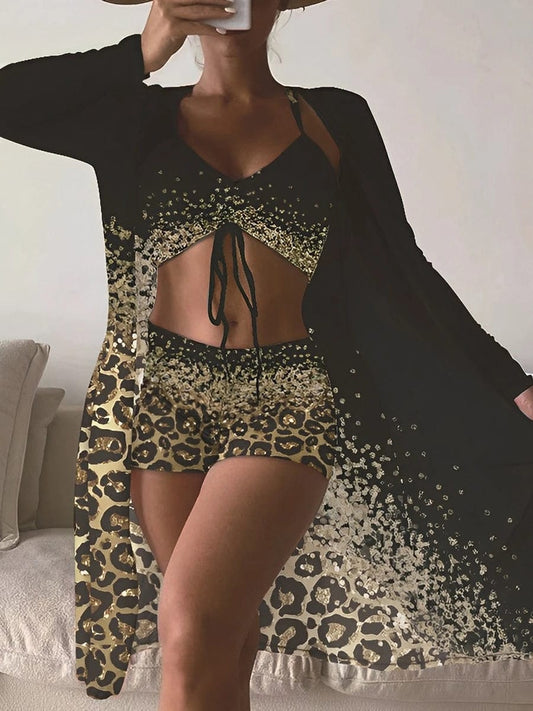 Chic High - Waist 3 - Piece Bikini Set - SHOWLU FASHION STORE