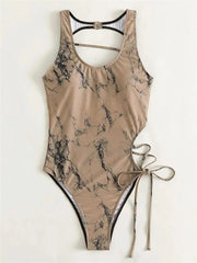 Chic Lace - Up Backless Swimsuit - SHOWLU FASHION STORE