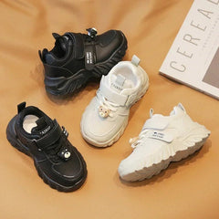 Children Fashion PU Leather Boy Sports Shoes Soft Sole Comfort Kids Running Sneakers Girl Lightweight Sneakers Solid Color Shoes - SHOWLU FASHION STORE
