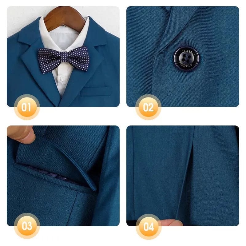 Children White Baptism Piano Party Dress Kids Jacket Vest Pants Bowtie 4PCS Ceremony Photograph Suit Boys Performance Costume - SHOWLU FASHION STORE