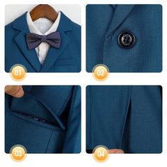 Children White Baptism Piano Party Dress Kids Jacket Vest Pants Bowtie 4PCS Ceremony Photograph Suit Boys Performance Costume - SHOWLU FASHION STORE