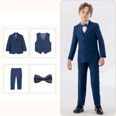 Children White Baptism Piano Party Dress Kids Jacket Vest Pants Bowtie 4PCS Ceremony Photograph Suit Boys Performance Costume - SHOWLU FASHION STORE