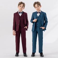 Children White Baptism Piano Party Dress Kids Jacket Vest Pants Bowtie 4PCS Ceremony Photograph Suit Boys Performance Costume - SHOWLU FASHION STORE