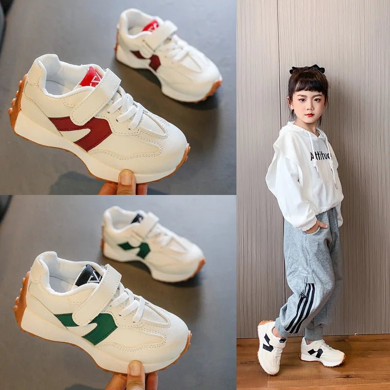 Children's Shoes Girls and Boys Toddlers Sneakers Breathable PU Leather BABY Flats Tennis Shoe Pink/Black/Gray,Size 21~36 - SHOWLU FASHION STORE