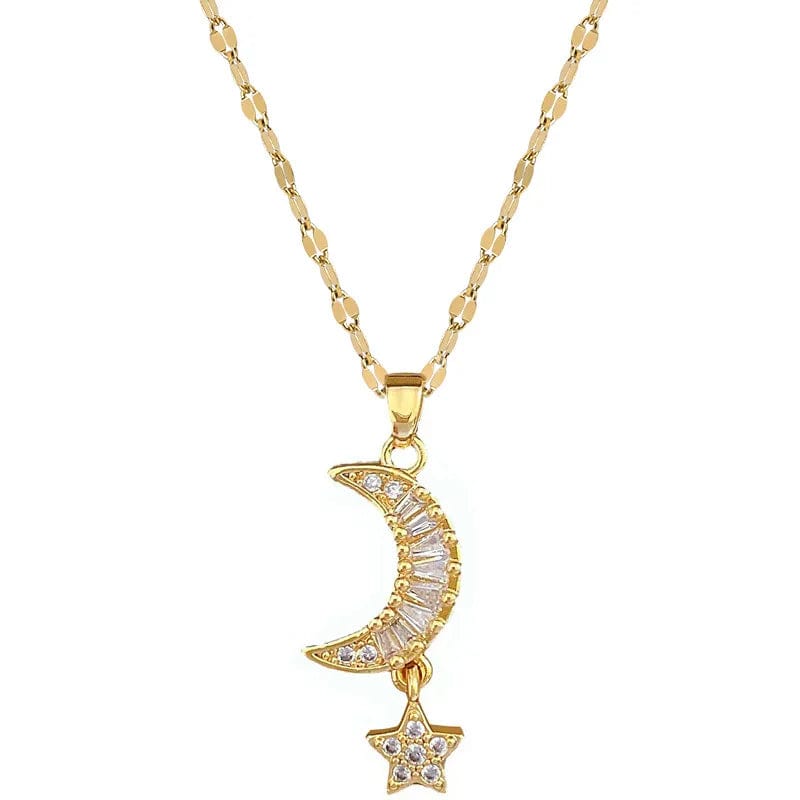 Classic Lovely Star Moon Light Luxury Gorgeous Necklace Classic Versatile Stainless Steel Clavicle Chain - SHOWLU FASHION STORE