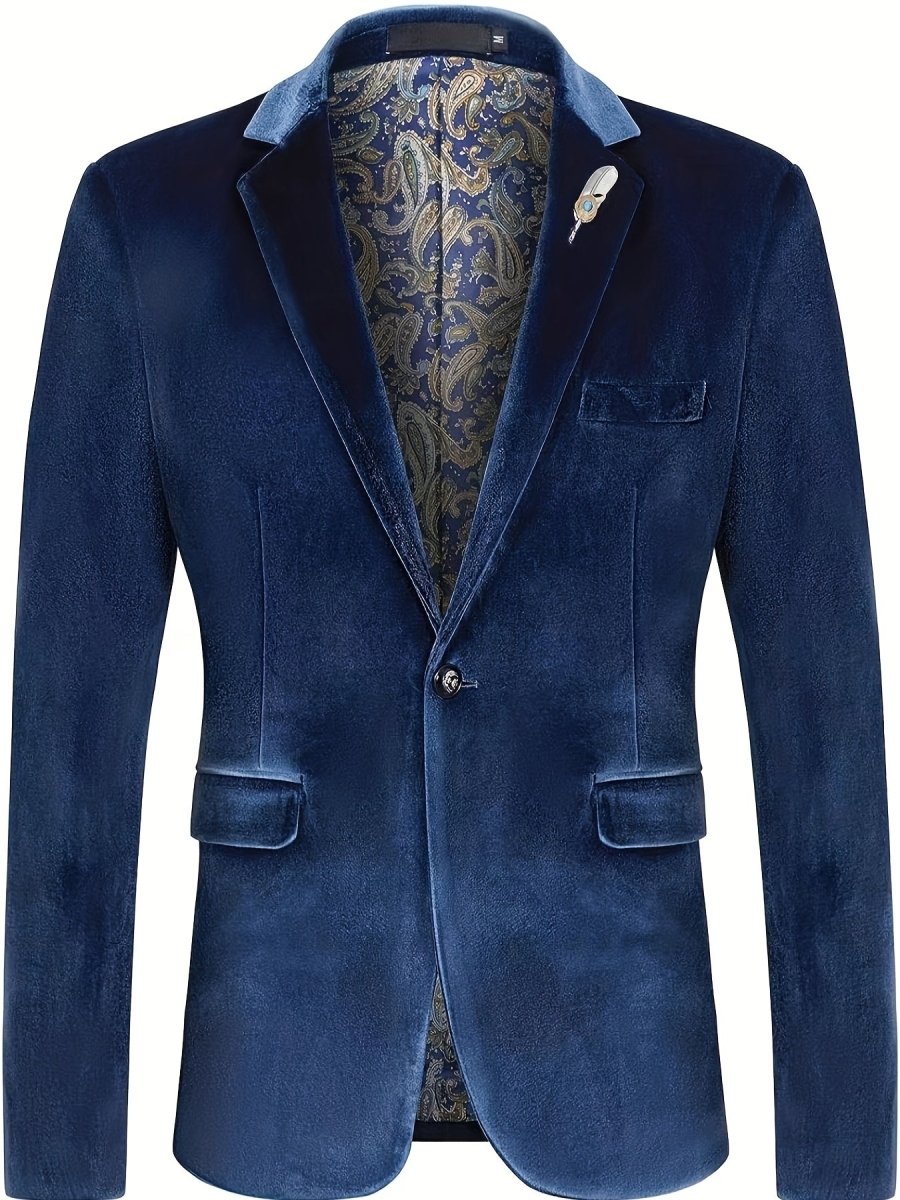Classic One Button Lapel Suit Jacket - Soft Slight Stretch Polyester Fabric, Loose Fit, Long Sleeve, Polyester Lining - Perfect for Spring and Fall Business Casual Events - SHOWLU FASHION STORE