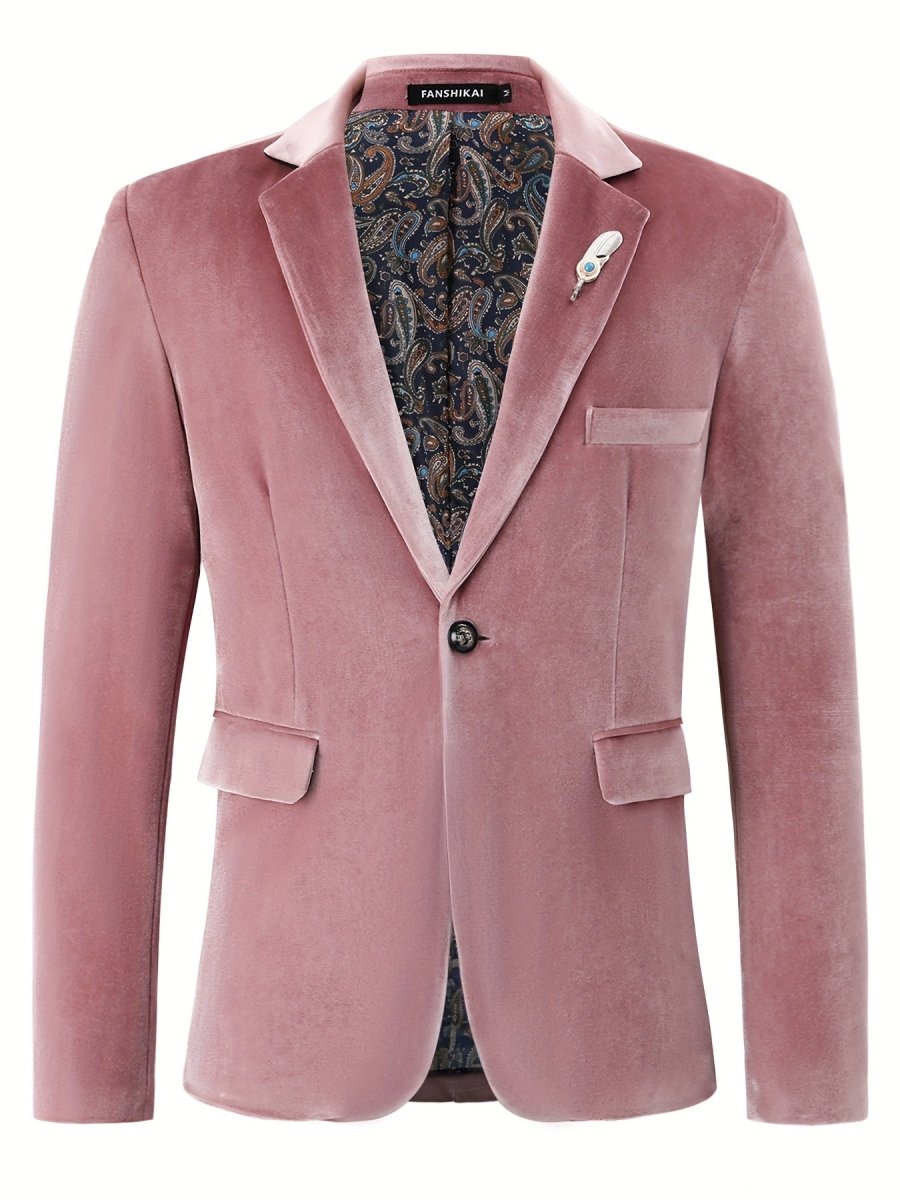 Classic One Button Lapel Suit Jacket - Soft Slight Stretch Polyester Fabric, Loose Fit, Long Sleeve, Polyester Lining - Perfect for Spring and Fall Business Casual Events - SHOWLU FASHION STORE