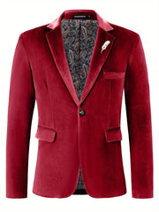 Classic One Button Lapel Suit Jacket - Soft Slight Stretch Polyester Fabric, Loose Fit, Long Sleeve, Polyester Lining - Perfect for Spring and Fall Business Casual Events - SHOWLU FASHION STORE