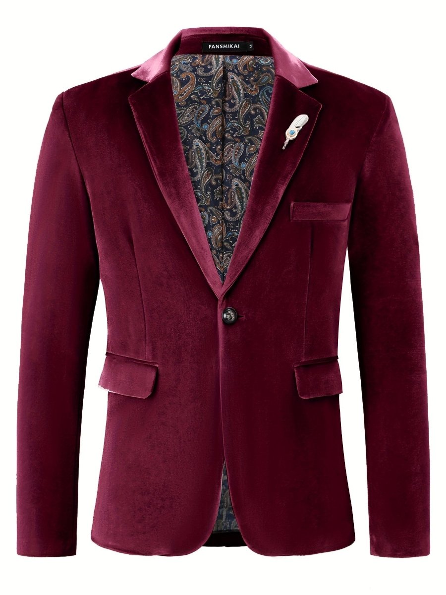 Classic One Button Lapel Suit Jacket - Soft Slight Stretch Polyester Fabric, Loose Fit, Long Sleeve, Polyester Lining - Perfect for Spring and Fall Business Casual Events - SHOWLU FASHION STORE