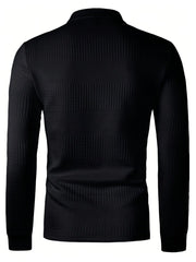 Classic Pure Cotton Henley Shirt for Men - Soft Textured and Knit Long Sleeve Lapel Collar Design, Perfect for Business and Casual Outerwear, Fall and Winter Fashion Essentials - SHOWLU FASHION STORE