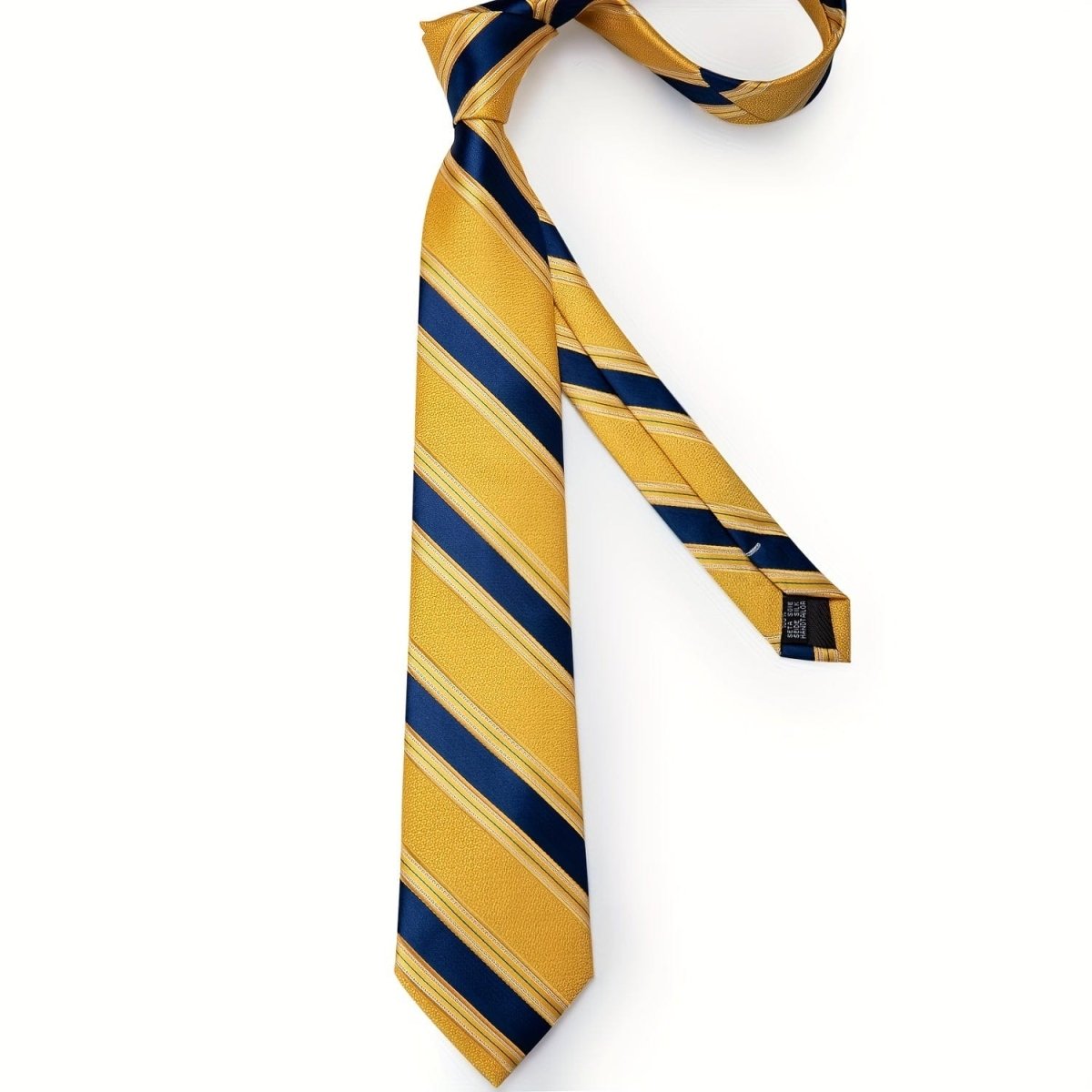 Classic Striped Tie Set For Men Blue Yellow Ties Trendy Woven Necktie Hanky Cufflinks Set Business Tie, Ideal choice for Gifts - SHOWLU FASHION STORE