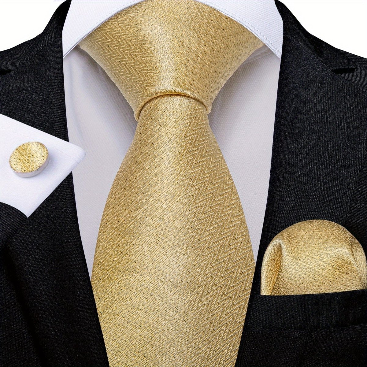 Classic Striped Tie Set For Men Blue Yellow Ties Trendy Woven Necktie Hanky Cufflinks Set Business Tie, Ideal choice for Gifts - SHOWLU FASHION STORE