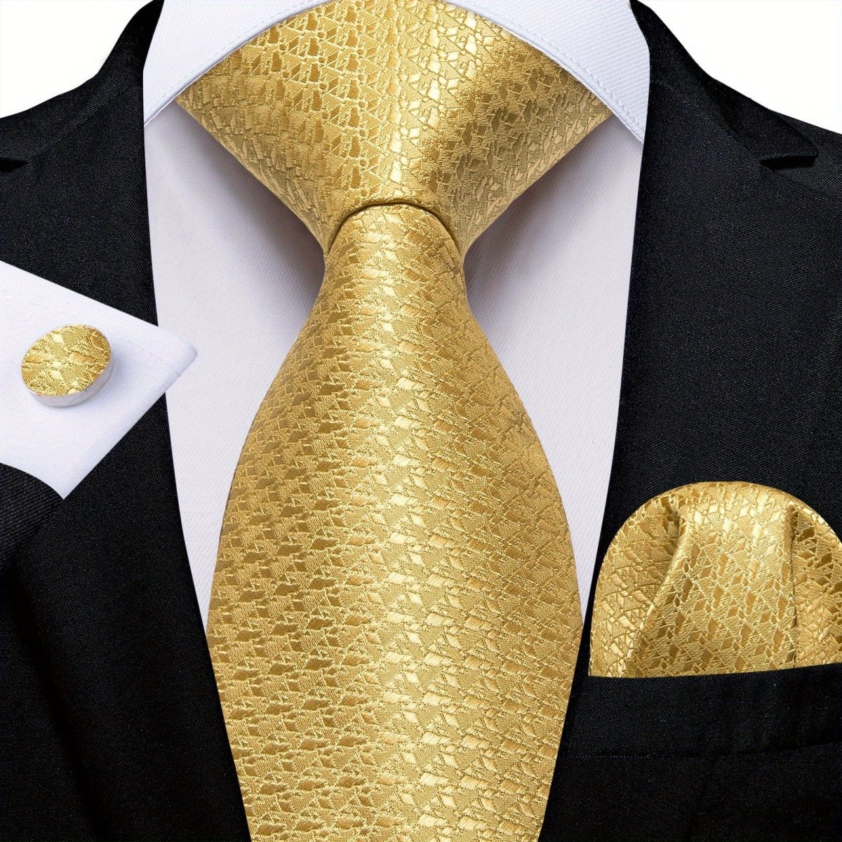 Classic Striped Tie Set For Men Blue Yellow Ties Trendy Woven Necktie Hanky Cufflinks Set Business Tie, Ideal choice for Gifts - SHOWLU FASHION STORE