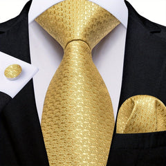 Classic Striped Tie Set For Men Blue Yellow Ties Trendy Woven Necktie Hanky Cufflinks Set Business Tie, Ideal choice for Gifts - SHOWLU FASHION STORE
