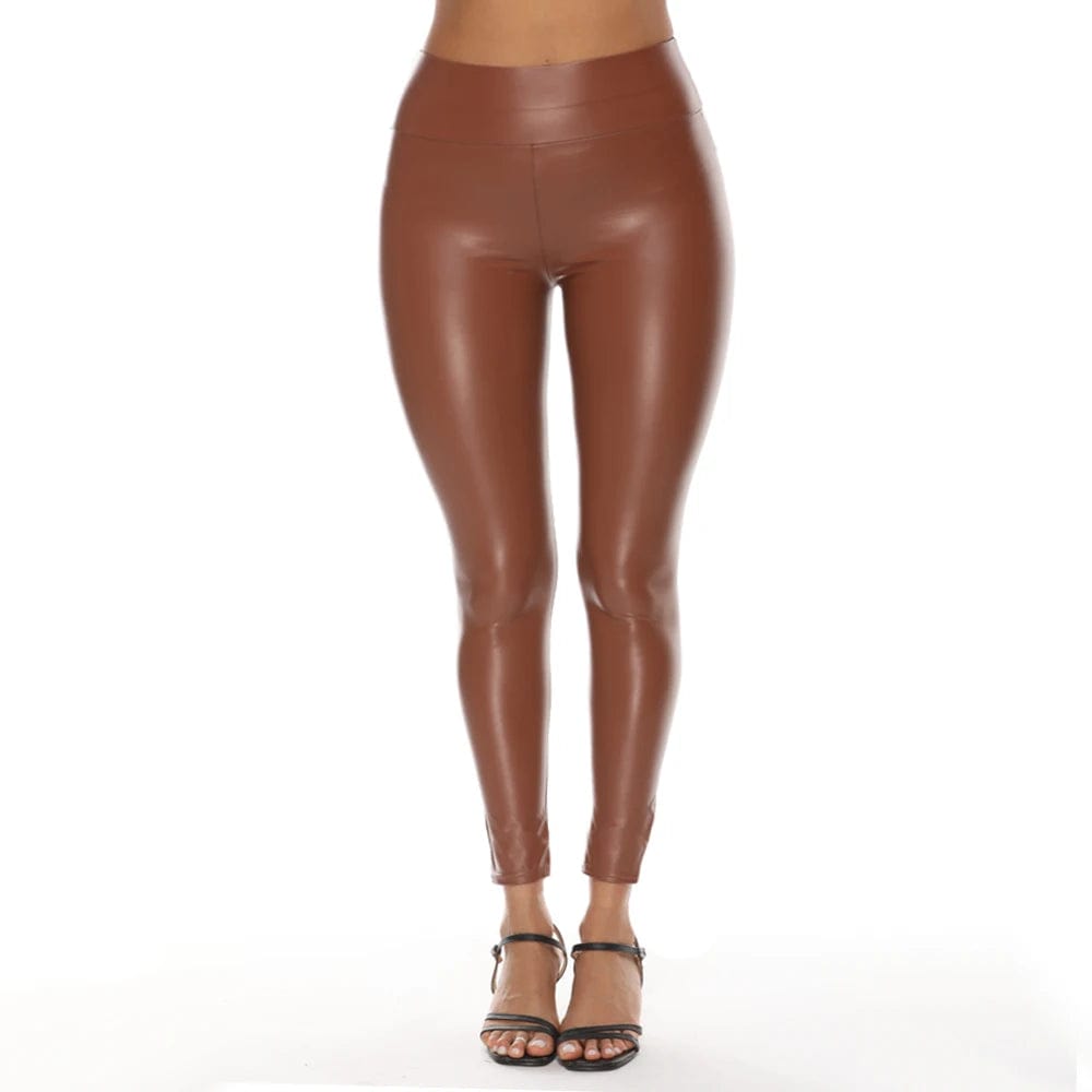 Colorful Faux Leather Pants Women High Waist Skinny Hip Lifting Leggings Pencil Jeggings Stretchable Imitation Leather Trousers - SHOWLU FASHION STORE