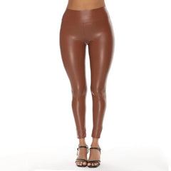 Colorful Faux Leather Pants Women High Waist Skinny Hip Lifting Leggings Pencil Jeggings Stretchable Imitation Leather Trousers - SHOWLU FASHION STORE