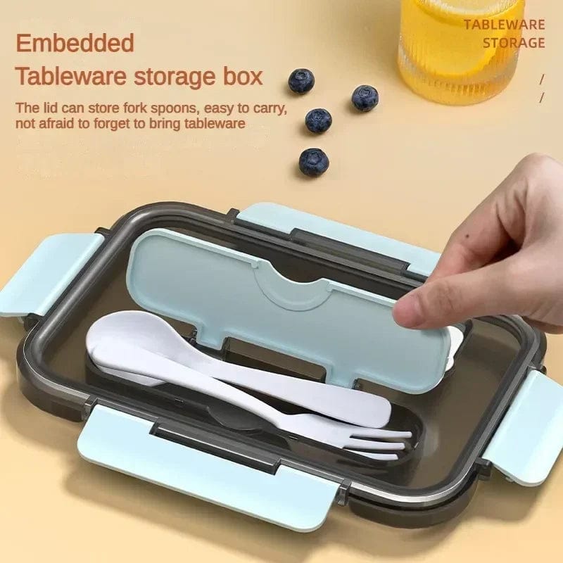 Compartment 1500ML Portable Lunch Box Kids Students Office Bento Box with Fork and Spoon Microwave Food Storage Container - SHOWLU FASHION STORE