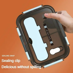 Compartment 1500ML Portable Lunch Box Kids Students Office Bento Box with Fork and Spoon Microwave Food Storage Container - SHOWLU FASHION STORE