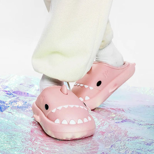 Comwarm Shark Plush Slippers For Women Men Autumn And Winter Warm Cartoon Cotton Slipper Non - Slip Waterproof Outdoor Home Shoes - SHOWLU FASHION STORE