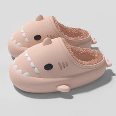 Comwarm Shark Plush Slippers For Women Men Autumn And Winter Warm Cartoon Cotton Slipper Non - Slip Waterproof Outdoor Home Shoes - SHOWLU FASHION STORE