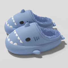 Comwarm Shark Plush Slippers For Women Men Autumn And Winter Warm Cartoon Cotton Slipper Non - Slip Waterproof Outdoor Home Shoes - SHOWLU FASHION STORE