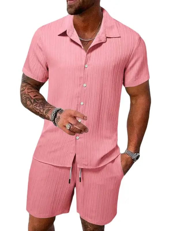 Cotton - Linen Striped Shirt Set - SHOWLU FASHION STORE