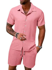 Cotton - Linen Striped Shirt Set - SHOWLU FASHION STORE