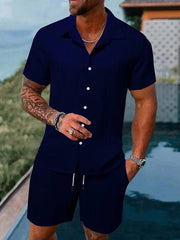 Cotton - Linen Striped Shirt Set - SHOWLU FASHION STORE