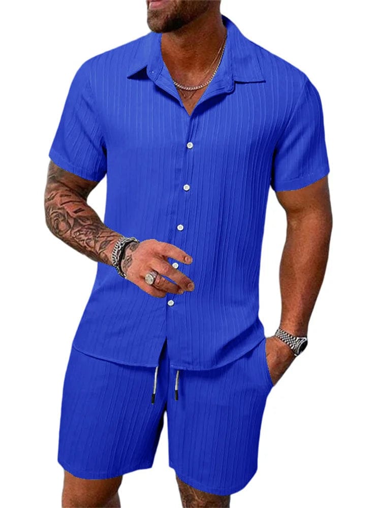 Cotton - Linen Striped Shirt Set - SHOWLU FASHION STORE