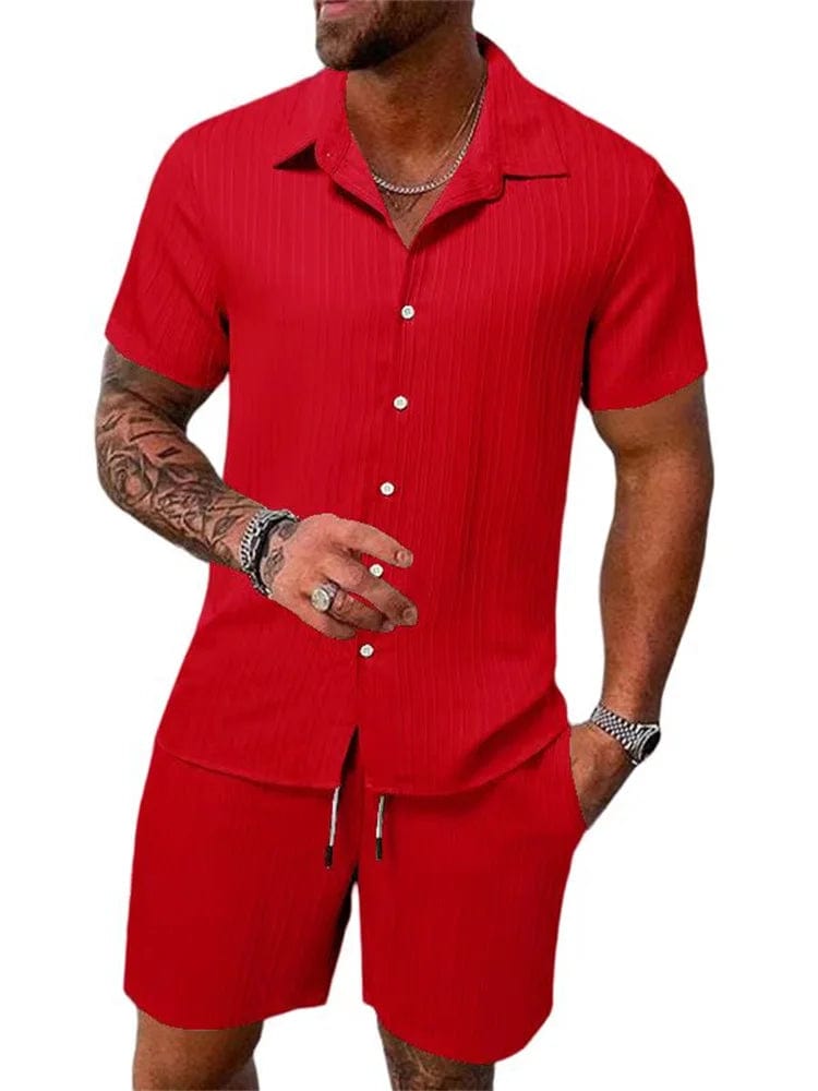 Cotton - Linen Striped Shirt Set - SHOWLU FASHION STORE