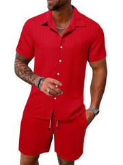 Cotton - Linen Striped Shirt Set - SHOWLU FASHION STORE