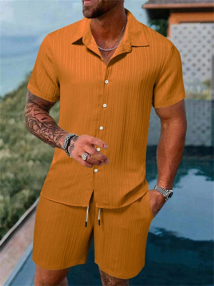 Cotton - Linen Striped Shirt Set - SHOWLU FASHION STORE