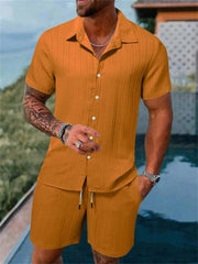 Cotton - Linen Striped Shirt Set - SHOWLU FASHION STORE