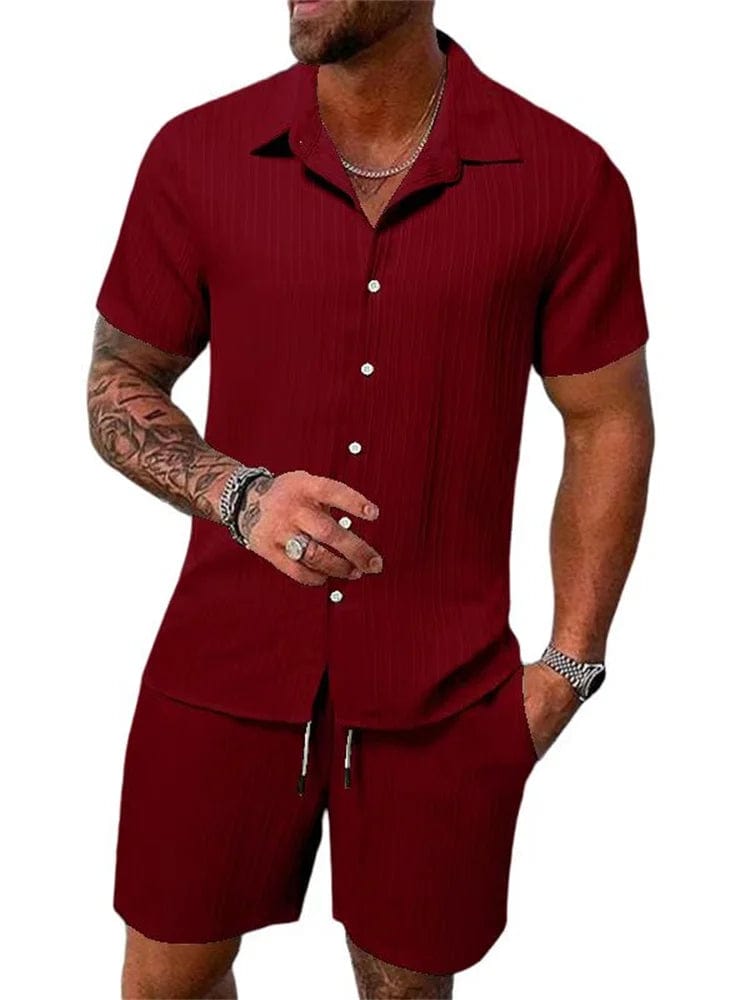 Cotton - Linen Striped Shirt Set - SHOWLU FASHION STORE