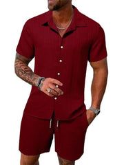 Cotton - Linen Striped Shirt Set - SHOWLU FASHION STORE