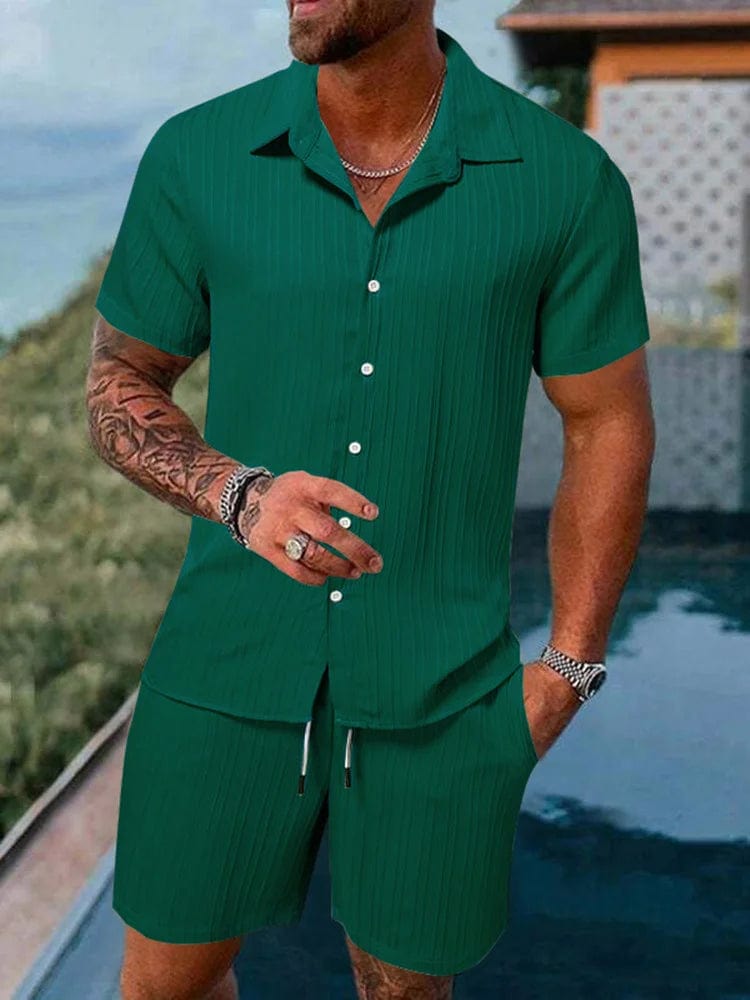 Cotton - Linen Striped Shirt Set - SHOWLU FASHION STORE
