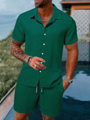 Cotton - Linen Striped Shirt Set - SHOWLU FASHION STORE
