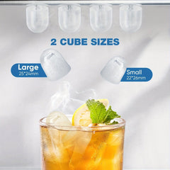 Countertop Ice Maker, Portable Ice Machine Self - Cleaning, 9 Cubes in 6 Mins, 26.5lbs/24Hrs, 2 Sizes of Bullet Ice, with Ice Scoop, Basket and Handle, Ice Cube Maker for Home Kitchen Party - SHOWLU FASHION STORE