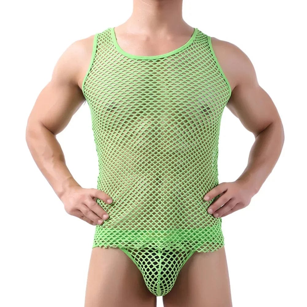 Crop Tops S - XL Casual Men Vest Top Underwear Comfortable Sleeveless Mesh Fishnet Singlet for Men's Casual Wear - SHOWLU FASHION STORE
