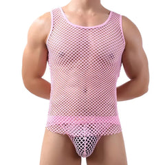 Crop Tops S - XL Casual Men Vest Top Underwear Comfortable Sleeveless Mesh Fishnet Singlet for Men's Casual Wear - SHOWLU FASHION STORE
