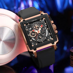 CRRJU Men's Sports Chronograph Wrist Watch For Men Army Silicone strap Square Quartz Stop Watch Clock Man Relogios Masculino - SHOWLU FASHION STORE