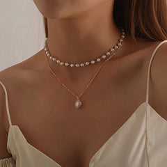 Crystal Zircon Heart Star Charm Layered Pendant Necklace Set for Women Charms Fashion Square Rhinestone Female Vintage Jewelry - SHOWLU FASHION STORE