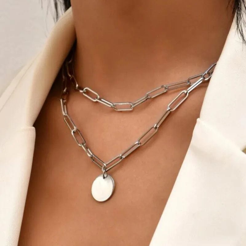 Crystal Zircon Heart Star Charm Layered Pendant Necklace Set for Women Charms Fashion Square Rhinestone Female Vintage Jewelry - SHOWLU FASHION STORE