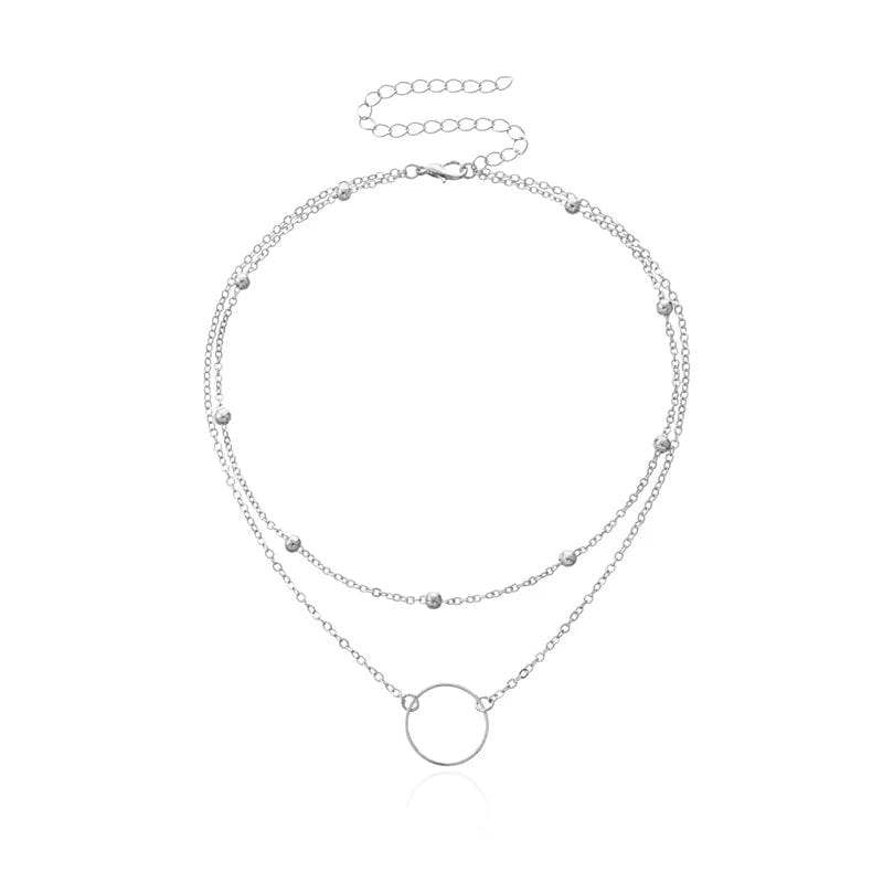 Crystal Zircon Heart Star Charm Layered Pendant Necklace Set for Women Charms Fashion Square Rhinestone Female Vintage Jewelry - SHOWLU FASHION STORE